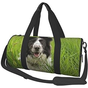 Mohado Border Collie Hond Gedrukt Reistas Gym Sport Apparatuur Tas Multi Pocket Reizen Duffel Tas voor Opslag Sport Camping, Zwart, One Size