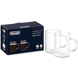 De'Longhi Beker voor lange Amerikaanse koffiemok, robuuste mok van borosilicaatglas, aangenaam om vast te houden, vaatwasmachinebestendig, inhoud 250 ml, DLSC320