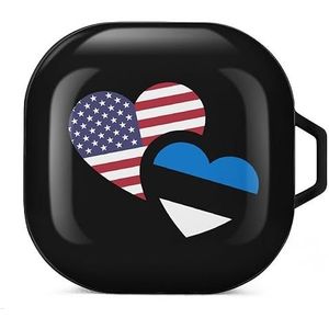 Estland Amerikaanse vlag oortelefoon hoesje compatibel met Galaxy Buds/Buds Pro schokbestendig hoofdtelefoon hoesje zwart stijl