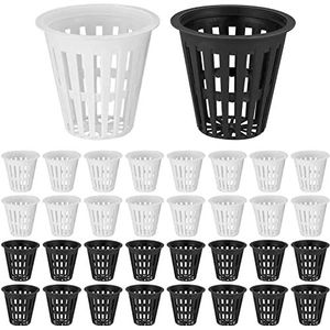 YiPHomn Hydrocultuur netpotten, plantenpotten, hydrocultuur, planten, netpot, kunststof, hydrocultuur, netpot voor hydrocultuur, zwart/wit, 50 stuks