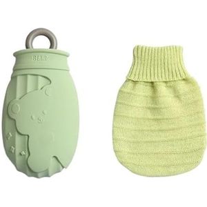 Warmwaterkruik 320 ml warmwaterkruik winter mini handwarmer draagbare dikke rubberen pluche warmwaterzak voor bed voeten warmer warmwaterzak (groen)