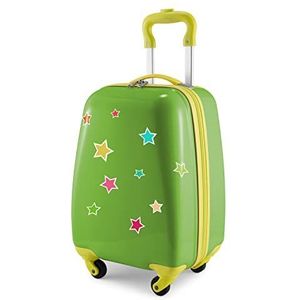 Hauptstadtkoffer - Kinderbagage kinderkoffer hardshell koffer boordbagage voor kinderen ABS/PC,, appelgroen + stickers sterren, kinderbagage