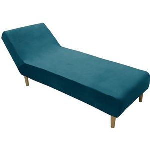 Fluwelen Pluche Chaise Lounge Hoes Luxe Chaise Stoel Hoes Stretch Armloze Chaise Lounge Beschermers Wasbare Fauteuil Bankhoes Voor Woonkamer Slaapkamer(Color:Water blue)