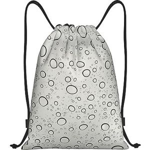 BTCOWZRV Trekkoord Rugzak nat glas Print Waterdichte String Bag Verstelbare Gym Sport Sackpack, Zwart, Medium