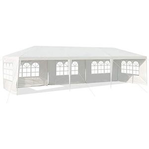 COSTWAY Paviljoen 3 x 9 m, tuinpaviljoen met 5 afneembare zijwanden en ramen, partytent, feesttent, tuintent, uv-bescherming, voor tuin, feest, bruiloft