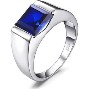 Heren S925 sterling zilveren ring ingelegd met imitatie blauwe smaragdgroene ring for mannen en vrouwen, ringsieraden (Color : Blue_PortNo.24)