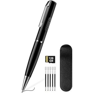 Digitaal dicteerapparaat, 128 GB, voice recorder met 1536 uur opnamecapaciteit, one-click-recording, 360° surround opname, draagbaar digitaal dicteerapparaat, opnameapparaat voor lezingen