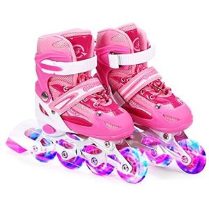 HUIOP Verstelbare verlichte inlineskates met verlichte wielen voor kinderen en volwassenen voor meisjes en jongens, mannen en vrouwen,verlichtende inlineskates