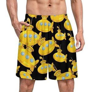 Leuke onderzeeër grappige pyjama shorts voor mannen pyjamabroek heren nachtkleding met zakken zacht