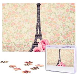 Eiffeltoren met rozenbloempuzzels, gepersonaliseerde puzzel, 1000 stukjes, legpuzzels uit foto's, fotopuzzel voor volwassenen, familie