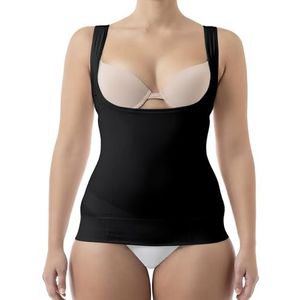 FarmaCell Shape 606 (Zwart, M) Corrigerende Open-bust hemd met buik-weg-effect