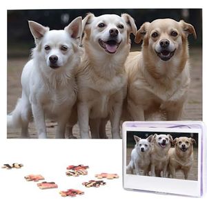 1000 stukjes puzzel voor volwassenen uitdagende puzzel voor spel nachten geschenken gepersonaliseerde foto puzzel drie honden aangepaste houten puzzel voor familie, afgewerkte grootte 74,9 cm x 50 cm