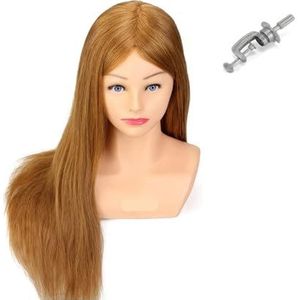 Mannequinhoofd met schouder 24'' 100% echt haar Kapsels Dummypop Kapper Vlecht Oefenhoofdset