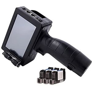 Handheld Inkjet -printer Handheld Jet Print 12.7mm 0.5 Inch Inkjet Printer Industriële Handheld Traceerbaarheid Draagbare Printer Niet gemakkelijk te vervagen(1set with 3Black Ink)