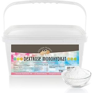 GOLDEN PEANUT dextrose monohydraat 5 kg - druivensuiker poeder, additief vrij dextrosepoeder, veganistisch, snelle energie, beste levensmiddelenkwaliteit