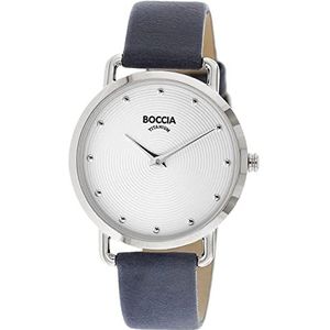 Boccia Dames analoog kwarts horloge met echt lederen armband 3314-01