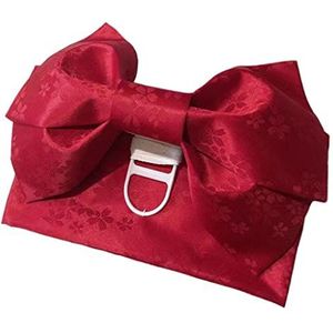 Kimono Obi Jacquard Pre-Tied Boog Taille Riem Cummerbund Rood