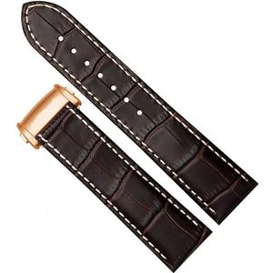 dayeer Koeienhuid lederen horlogeband voor Hamilton Khaki Aviation Classic Series horlogeband met vouwgesp herenarmband (Color : Brown 02-rose Gold B, Size : 20mm)