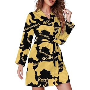 Golden Retriever Vrouwen Badjas Sjaal Kraag Loungewear Spa Badjas Lange Mouw Pyjama M