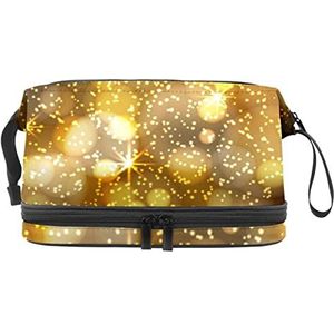 Grote capaciteit reizen cosmetische tas, goud psychedelisch licht patroon, make-up tas, waterdichte make-up tas organisator, Meerkleurig, 27x15x14 cm/10.6x5.9x5.5 in