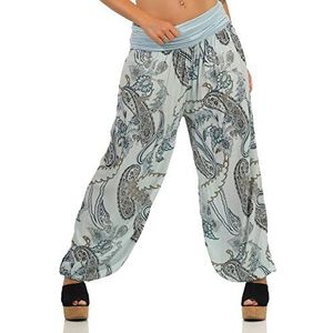 malito dames Aladdinbroek met opdruk | Harembroek om te dansen | Pofbroek om te chillen - Vrijetijdsbroek - Pofbroek 7185 (lichtblauw)