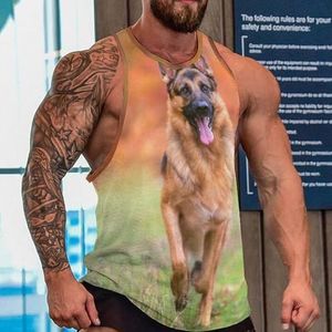 Duitse herder hondenrennen in herfstpark heren tanktop grafische mouwloze bodybuilding T-shirts casual strand T-shirt grappige sportschool spier
