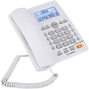 KX-880CID Telefoon met snoer met handsfree systeem en nummerweergave, vaste telefoon met twee aansluitingen voor privégebruik/hotel/bedrijf/kantoor. (Wit)