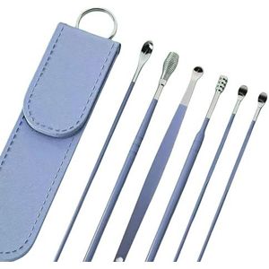 6 stuks Oorsmeerverwijderingsset, reinigingsset, spiraalontwerp, roestvrijstalen hulpmiddel voor het verwijderen van oorsmeer, draagbare kit met opbergdoos 8 sets