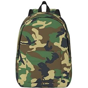 NOKOER Groene Militaire Camo Gedrukt Canvas Rugzak,Casual Daypacks,Laptop Rugzak Voor Vrouwen Mannen,Lichtgewicht Reizen Dagrugzak, Zwart, Medium