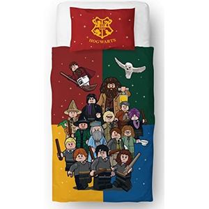 HARRY POTTER Officiële gelicentieerde LEGO® eenpersoons dekbedovertrek set | omkeerbaar tweezijdig beddengoed inclusief bijpassende kussensloop, polykatoen | LEGO® Design| Character World Brands