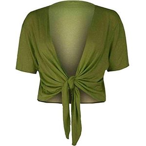 Fashion Essentials Womens Korte mouwen Plain Tie Up Shrug Dames Stretch Fit bijgesneden Vest Bolero Top Plus Size