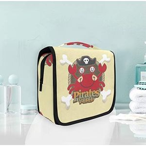 Opknoping opvouwbare toilettas Piraten Cartoon Rode Octopus Make-up Reisorganisator Tassen Case voor Vrouwen Meisjes Badkamer