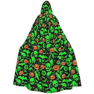 Green Ghost Horror Halloween Pompoen Unisex Oversized Hoed Cape Voor Halloween Kostuum Party Rollenspel