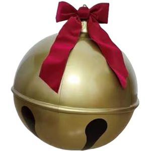 24In LED Jumbo Kerst Opblaasbare Ballen, Verlicht de Gigantische Kerstjingle Bell metStrik, Kerstopblaasboten voor Buiten voor Gazon Veranda Patio Dakrand Zwembad (60 cm)