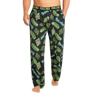 RICK AND MORTY Herenpyjamabroek - nachtkleding pyjama's voor mannen en tieners S-3XL loungewear broek - cadeaus voor hem, Zwart/Groen, L
