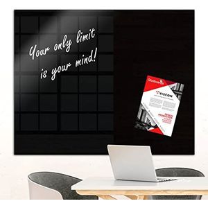 Design glazen magneetbord MIO, stijlvol glazen board voor thuis en op kantoor, glazen bord, beschrijfbaar en magnetisch, 65 x 100 cm, zwart