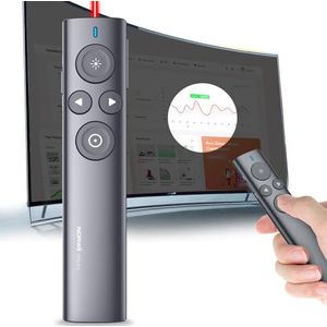 Norwii Presentatie Clicker met Digitale Wijzer voor TV-scherm, Draadloze Presenter met Markeer, Vergroot, Muis, Presentatie Afstandsbediening, Wijzer voor Presentatie met 32G Flash Drive (Rode)