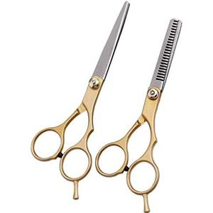 ROUZIHU Gouden professionele 6,0 inch roestvrijstalen kapper haar snijden dunner wordende schaar schaar kappersset