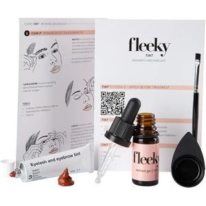 fleeky Wenkbrauwverf en wimperverf set | Lash & Brow Tint Colour Gel | Zelf verven | schaaltjes & penseel | 15 + 10 ml | kleur voor wenkbrauwen en wimpers | zwart of bruin of lichtbruin (bruin)