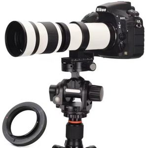 JINTU 420-800 mm Telelens, camera zoomlens F/8.3-16, handleiding MF voor Canon NIKON DSLR, digitale camera's 60D 70D 80D 90D 4000D 1200D D90 D5600 D5000 D5100 D3200 D3500 D72 00, aluminiumlegering wit
