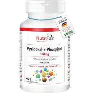 Pyridoxaal-5-fosfaat 100mg - met 68,5mg vitamine B6 per capsule - 90 capsules - hoge dosering - 100% veganistisch - Duitse productie & laboratoriumtest - NutriFair | Premium & Fair