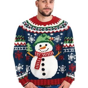 Gebreide lelijke kersttrui,Lelijke trui met imitatie trui-ontwerp | Unisex lange mouw sneeuwpop oversized schattige kerstboom truien truien voor wintervakantie nieuwjaar