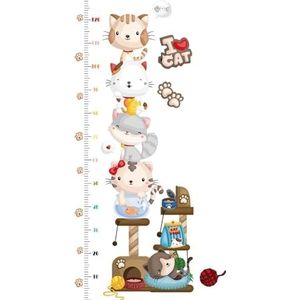 Schattige katten groeimeter muursticker - hoogteliniaal for jongens en meisjes slaapkamer kinderkamer decoratie