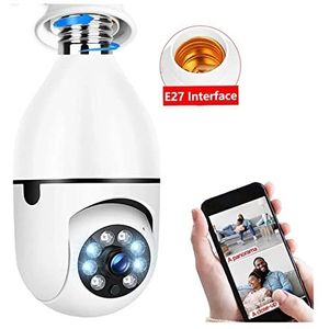 Beveiligingscamera Buiten, 2K E27 Lamp Bewakingscamera Indoor 1080P Video Surveillance Home Monitor Full Color Nachtzicht Humanoïde Tracking care Cam Voor Huisbeveiliging Buiten Binnen (Size : 1080P