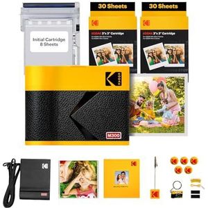 KODAK Mini 3 ERA 4PASS mobiele fotoprinter (7,6 x 7,6 cm) fotoprinter + cadeaupakket + 8 vellen inbegrepen + 60 vellen cartridge, geel
