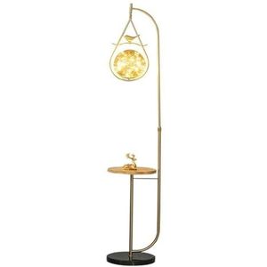 Staande lamp Moderne staande lamp uit het midden van de eeuw met tafel, gouden glazen bol en marmeren voet(Gold)