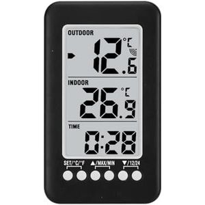 Digitale thermometermeter met klokfunctie Buiten Binnen LCD Draadloze temperatuur Elektronische thermometers Weerstation