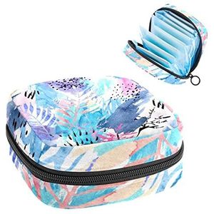 Bladeren Mooie Nordic, Periode Pouch Draagbaar,Tampon Opbergtas,Tampon Houder voor Portemonnee Vrouwelijke Product Organizer, Multi kleuren, 4.7x6.6x6.6 in/12x17x17 cm