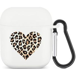 Luipaard Hart voor Luipaard Liefhebbers Leuke Case voor AirPods 2&1 Schokbestendige Beschermende Hoofdtelefoon Gevallen Cover Met Sleutelhanger voor Mannen Vrouwen