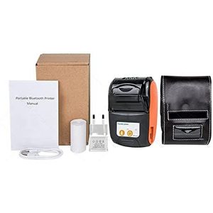 printer, Mini draagbare printer Bluetooth for mobiele factuurprintermachine for kleine bedrijven 58 mm draadloze bonprinter(Orange And Case)